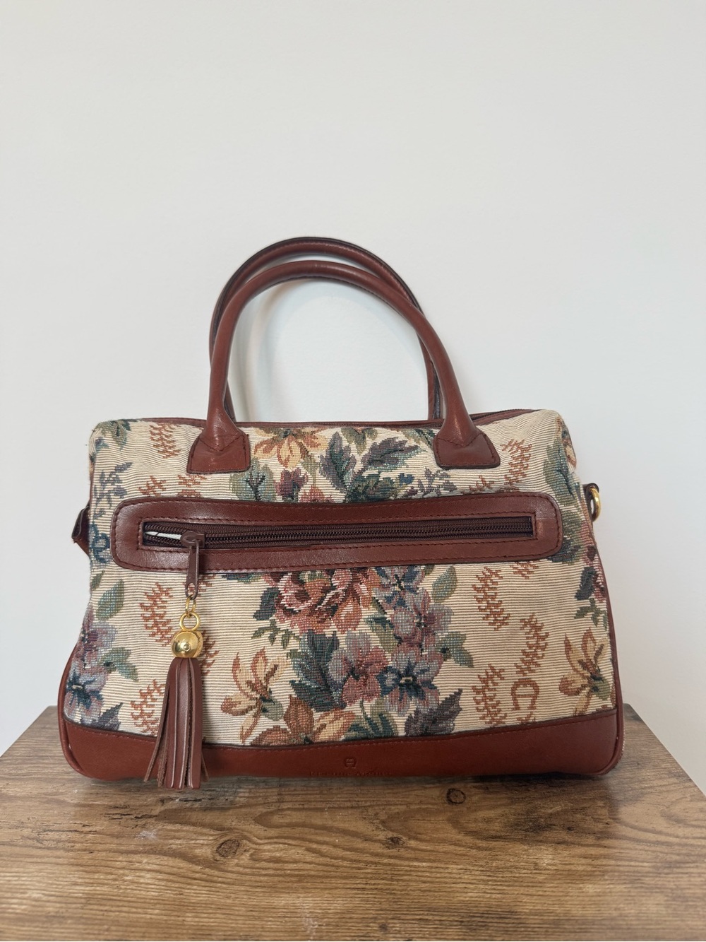 Vintage Etienne Aigner Floral Tapestry Top-Handle Satchel Handbag - Picture 2 of 15